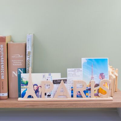 Paris, Wooden Letter Stand Souvenir with Eiffel tower: Customizable with Photos and Tickets
