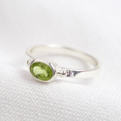 August Peridot Green Ring in Sterling Silver M/L