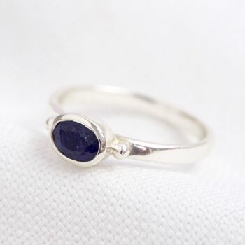 Bague bleu saphir de septembre en argent sterling M/L