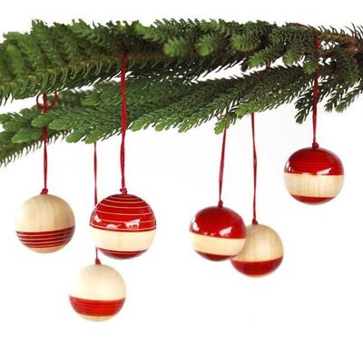 Bolas de Navidad de Madera Rojo - Top Rayas Oscuras