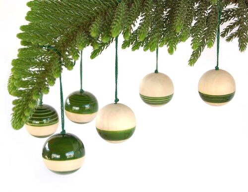 Christmas Wooden Baubles Green - Bright Stripes Top