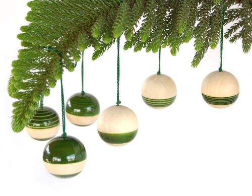 Christmas Wooden Baubles Green - Block Colour Bottom