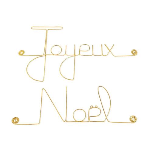 Décoration Murale en Fil de Laiton Doré - Décor Nouvel An / Fêtes de fin d'Année - "Joyeux Noel" - à punaiser - Bijoux de Mur