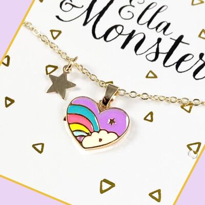 COLLANA CON CUORE ARCOBALENO - CONFEZIONE DA 6'