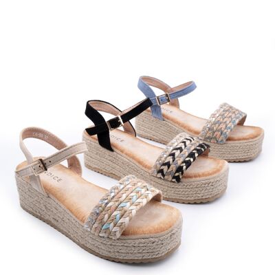 BRAIDED ESPADRILLE WEDGE SANDALS