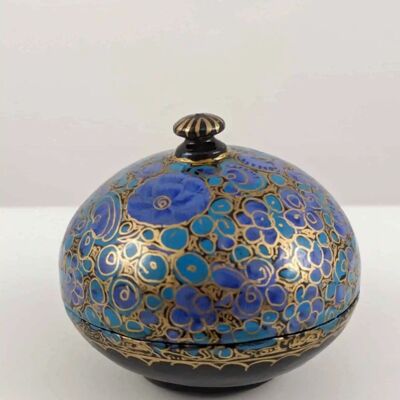 Handmade Round Trinket Box Small - Blue & Gold