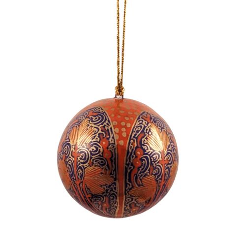 Christmas Baubles - Papier Mache - Blue Orange Gold