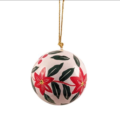 Christmas Baubles - Papier Mache - White Red Green