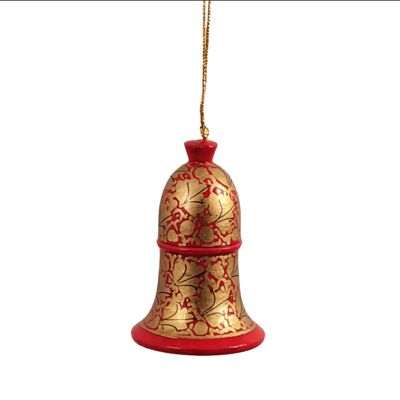 Christmas Bells with Clappers - Papier Mache - Red Gold