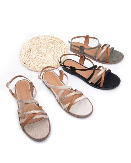Canvas Strappy flat sandals