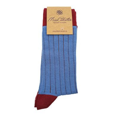 Miss Steward Bordeauxrote Socken mit vertikalem Streifen und niedrigem Schnitt