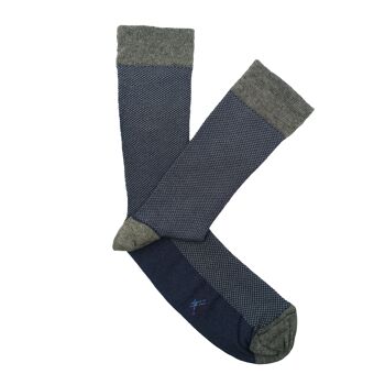 Chaussettes basses Miss Grey bleu marine œil de perdrix 2