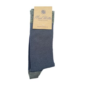 Chaussettes basses Miss Grey bleu marine œil de perdrix 4