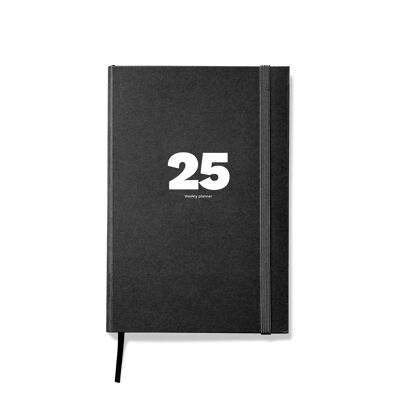 Agenda settimanale 2025 | Formato A5 simile | Elegante design nero per una migliore organizzazione