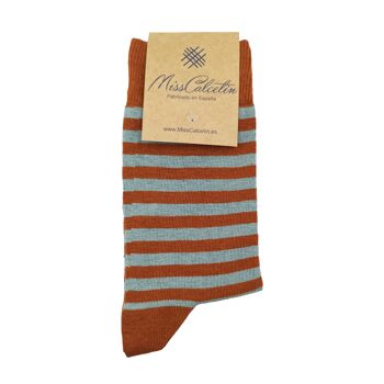 Chaussettes basses Miss Fine Stripe Acaccio Marron 1