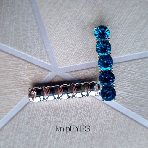 Schoenclip - Modeaccessoires Veterclips Blue Diamonds Zilver (per paar)