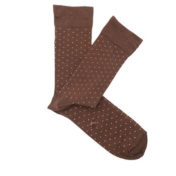 Miss Chaussettes Basses Chocolat Camel Pois 2