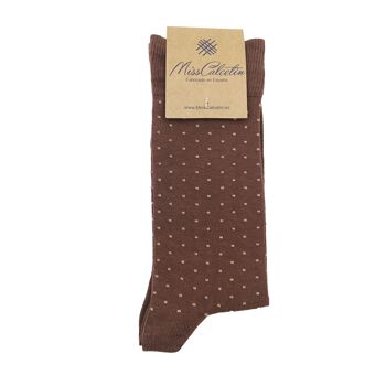 Miss Chaussettes Basses Chocolat Camel Pois 4