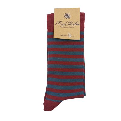 Miss Thin Stripe Midnight Bordeaux Low Cut Socken