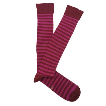 Chaussettes montantes Miss bordeaux fines à rayures Barsa 2