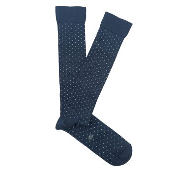 Miss Acaccio Chaussettes hautes à pois bleu marine 2