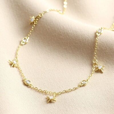 Crystal Star Charm Choker Necklace in Gold