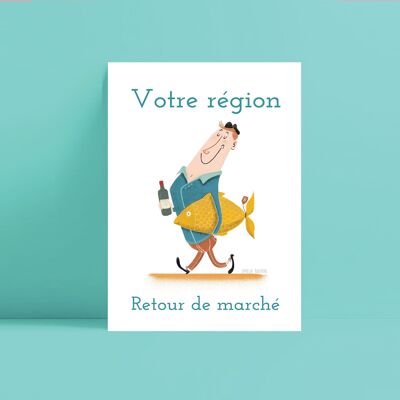 Cartolina personalizzabile - Mare - Ritorno al mercato - la tua città/la tua regione - personalizzabile