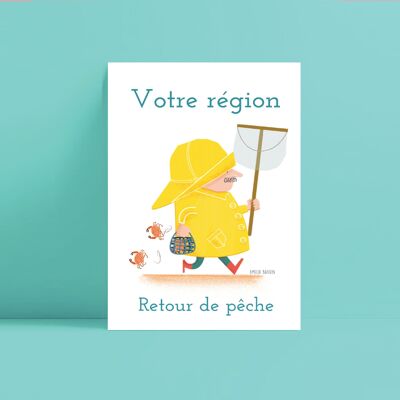 Cartolina personalizzabile - Mare - Pesca del granchio - La tua città/regione personalizzabile