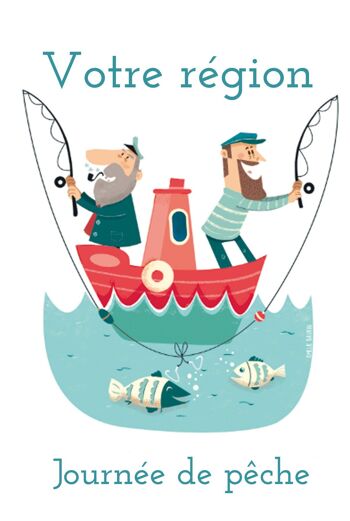 Carte postale personnalisable - Journée de pêche - votre ville/votre région - personnalisable 2