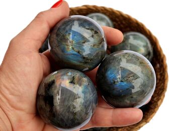 Lot de 1 Kg de pierres sphères de Labradorite (4-5 pièces) - (45mm - 60mm) 2