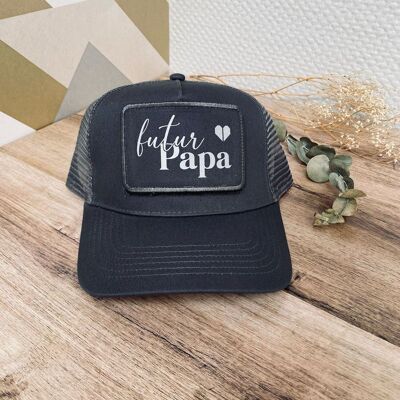 Cappellino da uomo "futuro papà" - grigio - con toppa stampata con messaggio staccabile - annuncio di gravidanza