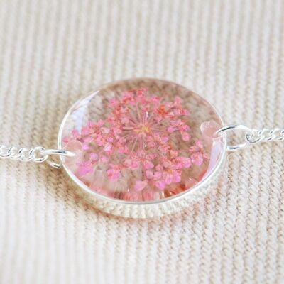 Gepresstes Birth Flower Charm Armband in Silber - Januar