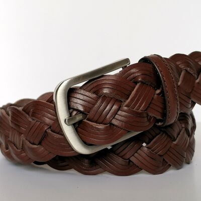 PACK of 10 TRZ-C3 AV belts. Manual Braided Leather Sport Belt in Brown for men. Sizes S, M, L and XL..