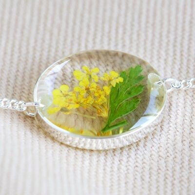 Pressed Birth Flower Charm Bracelet in Silver - March