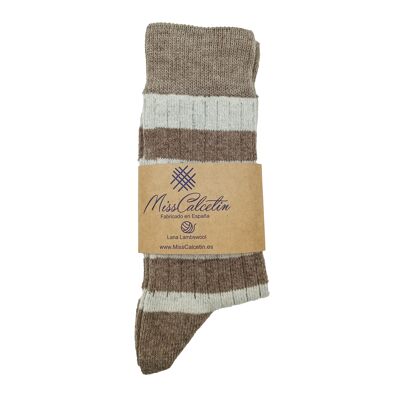 Chaussettes basses en laine rayée Miss Optique-Beige