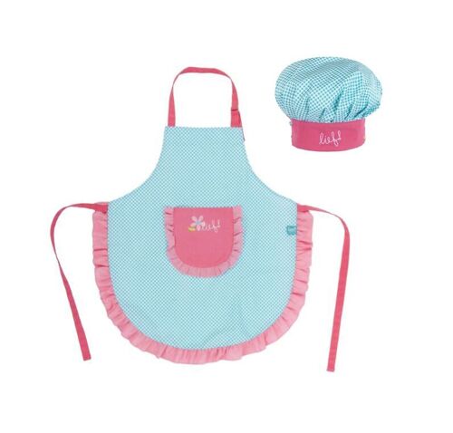 Lief! blue and pink kitchen aprons and chef's hats sets for kids