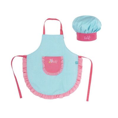 Liebe!Blaue und rosa Küchenschürzen und Kochmützen-Sets für Kinder