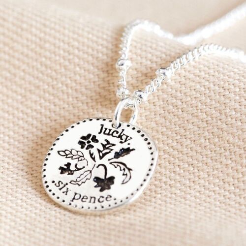 Lucky Sixpence Pendant Necklace in Silver