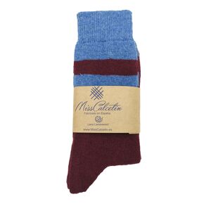 Chaussettes basses en laine Miss Smooth-Rayures bordeaux-Azafata