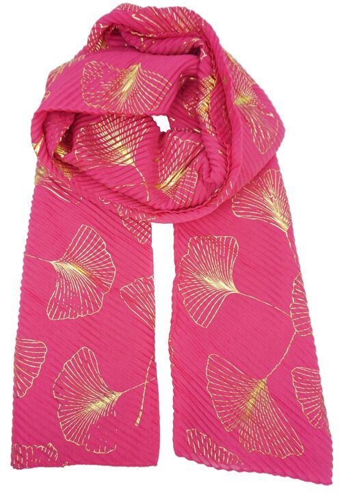 Foulard plissé avec imprimé feuilles dorées YF6215