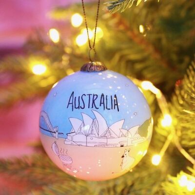 Handbemalte australische Christbaumkugel