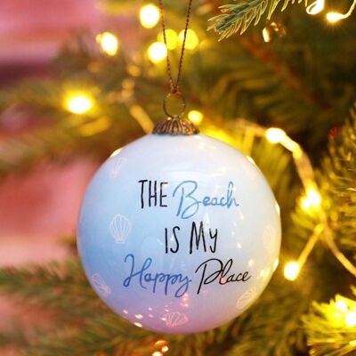 Handbemalte Christbaumkugel "The Beach is My Happy Place"