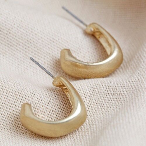 Wide Irregular Shape Hoop Earrings in Gold