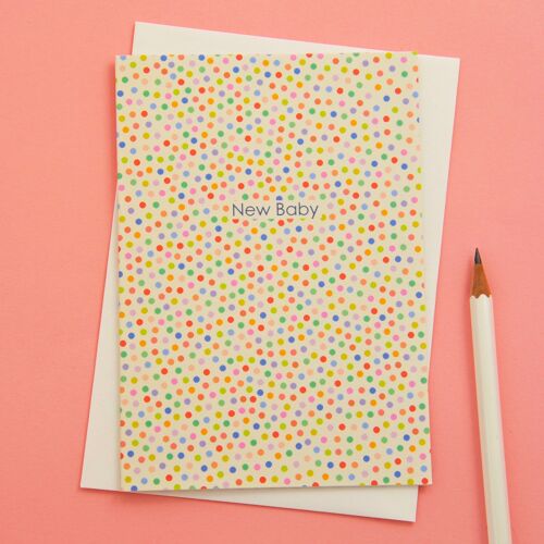 New Baby in Dots Greetings Card