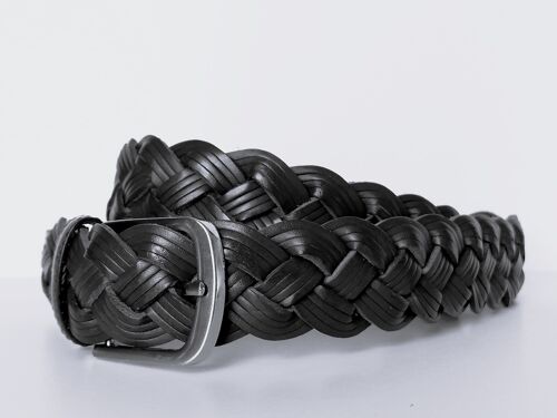 Cinturón cuero trenzado. 1 PACK de 10 cinturones TRZ-C3M Negro. Tallas XS, S, M y L. Cinturón Sport en Cuero Trenzado artesanal  para mujer.