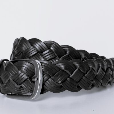 Cinturón cuero trenzado. 1 PACK de 10 cinturones TRZ-C3M Negro. Tallas XS, S, M y L. Cinturón Sport en Cuero Trenzado artesanal  para mujer.