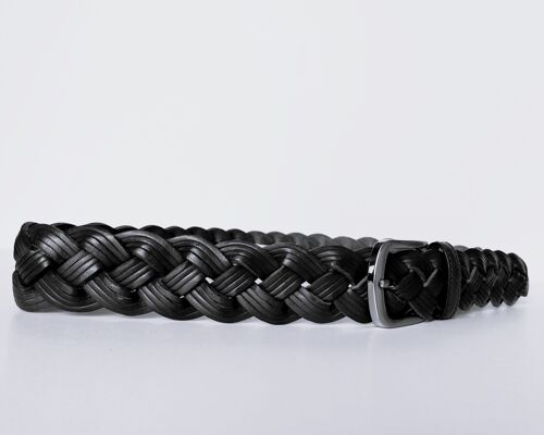 PACK de 10 cinturones AV TRZ-C3H. Cinturón Sport en Cuero Trenzado Manual en color Negro para hombre. Tallas S, M, L y XL..