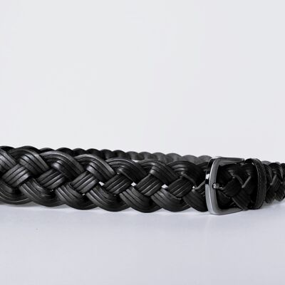 PACK de 10 cinturones AV TRZ-C3H. Cinturón Sport en Cuero Trenzado Manual en color Negro para hombre. Tallas S, M, L y XL..