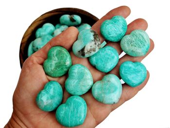 Lot de 10 cristaux de cœur d'Amazonite (30 mm) 1