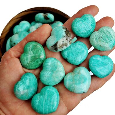 Amazonite Heart Crystals 10 Pcs Lot (35mm)